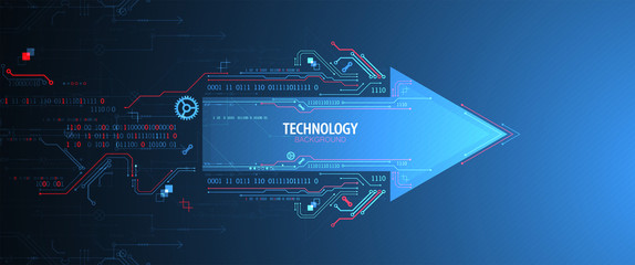 Abstract technology circuit board. Communication concept. Arrow theme.