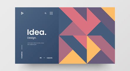 Wall Mural - Creative horizontal website screen part for responsive web design project development. Abstract geometric pattern banner layout mock up. Corporate landing page block vector illustration template.