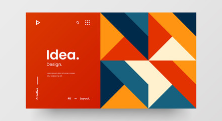 Creative horizontal website screen part for responsive web design project development. Abstract geometric pattern banner layout mock up. Corporate landing page block vector illustration template.