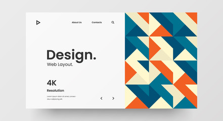 Creative horizontal website screen part for responsive web design project development. Abstract geometric pattern banner layout mock up. Corporate landing page block vector illustration template.