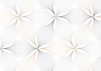 Wall Mural - linear vector pattern, repeating abstract geometry background, gray line of leaf or flower, floral. 