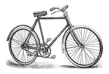 Old Bicycle / Vintage Illustration From Brockhaus Konversations-Lexikon 1908