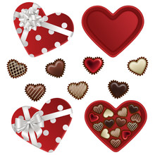 Isolated Heart Shaped Boxes With Chocolates For Valentine's Day