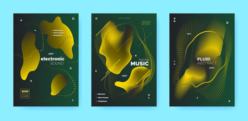 Poster - Gradient Flow Shapes. Disco Party Template. 