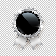 Wall Mural - vector silver seal with ribbons isolated on transparent background.