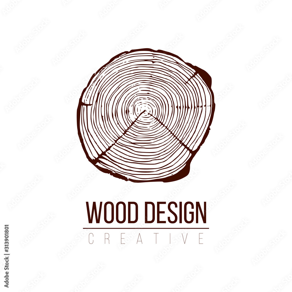 Tree Growth Rings Lettering Annual tree growth rings logo, cross-section of a tree trunk. Stock ...