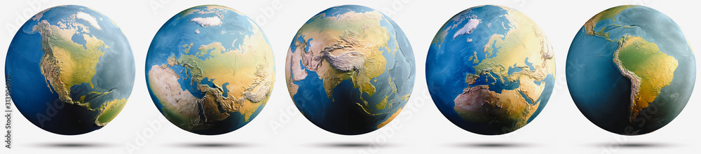 Planet Earth globe map set - obrazy, fototapety, plakaty 