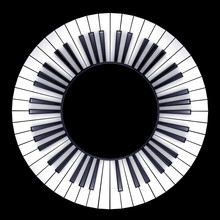 Musical Keyboard Of A Piano Bent Into A Circle - 3d Illustration