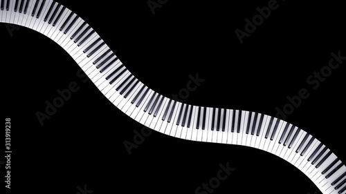 Fotografía Wave-shaped bent musical keyboard of a piano - 3d illustration