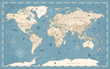 World Map Vintage Old-Style - vector - blue and beige
