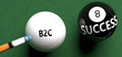 B2c brings success - pictured as word B2c on a pool ball, to symbolize that B2c can initiate success, 3d illustration