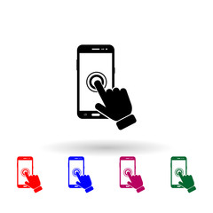 Poster - The click on the screen mobile phone multi color icon. Simple glyph, flat vector of touch screen icons for ui and ux, website or mobile application on white background