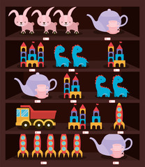 Poster - Toys icon set vector design