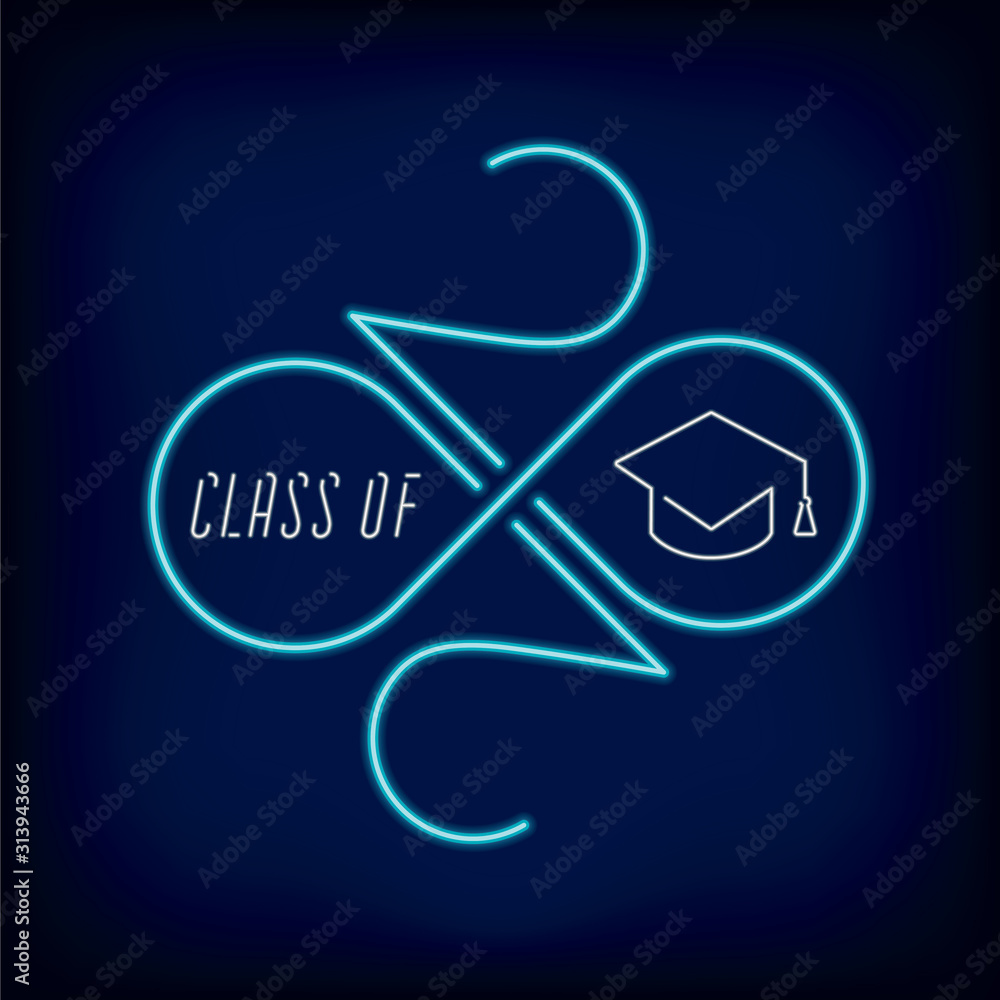 Class of 2020 Neon Sign Style Numerals Logo with Zeroes Making Mobius ...