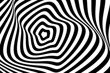 Wall Mural - Vector abstract illustration of swirl, vortex pattern with smooth lines. Trendy background in op art style, optical illusion.