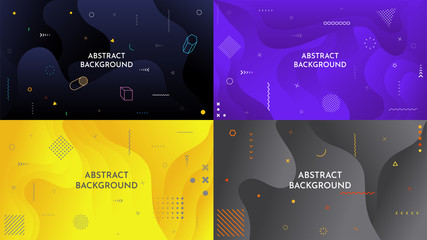 Wall Mural - abstract motion concept background set. vector illustration. fluid and liquid design. memphis patter