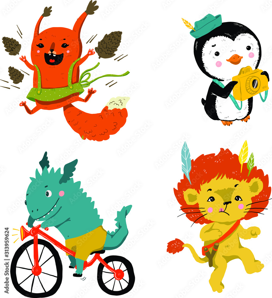 set of cartoon icons Stock Vector | Adobe Stock
