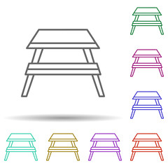 Sticker - picnic table multi color style icon. Simple thin line, outline vector of furniture icons for ui and ux, website or mobile application