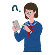 © トワトワ - 学生服　女性　スマートフォン　疑問