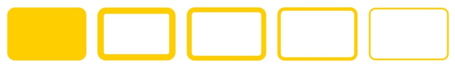 Wall Mural - rectangle icon yellow | rounded rectangles | blank box symbol | empty frame logo | button sign | iso