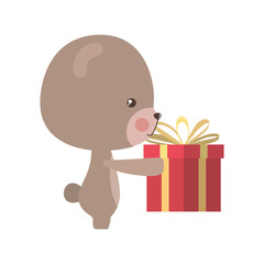 Poster - Cute bear cartoon with gift vector design