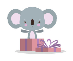 Poster - Cute koala with gift vector design