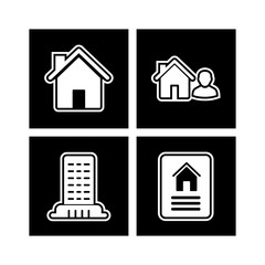 4 Set Of real estate icons isolated on white background...