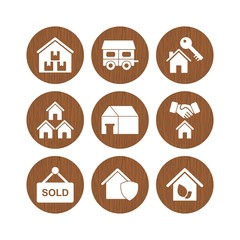 Set of 9 real estate Icons on White Background Vector Isolated Elements...