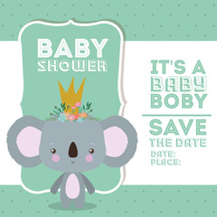 Poster - Baby shower invitation with koala cartoon vector design