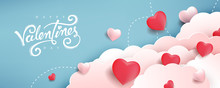 Valentines Day Background With Heart Shaped Balloons. Vector Illustration.banners.Wallpaper.flyers, Invitation, Posters, Brochure, Voucher Discount.