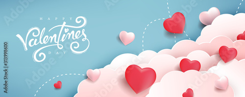 Fotomural Valentines day background with Heart Shaped Balloons