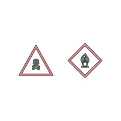 Set of 2 road signs Icons on White Background Vector Isolated Elements...