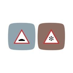 Set of 2 road signs Icons on White Background Vector Isolated Elements...