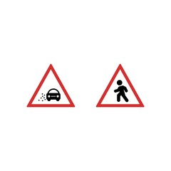 Set of 2 road signs Icons on White Background Vector Isolated Elements...