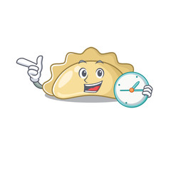 Sticker - cartoon character style pierogi with having clock