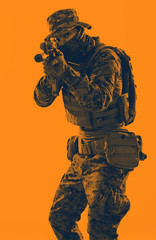 Wall Mural - soldier in action aiming laseer sight optics