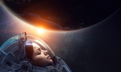 Wall Mural - exploring outer space. mixed media