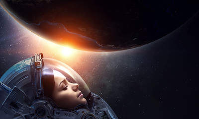 Wall Mural - exploring outer space. mixed media
