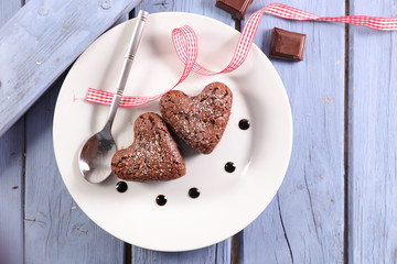 Wall Mural - chocolate cake heart shape- february 14