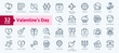 Valentine's Day elements - minimal thin line web icon set. Outline icons collection. Simple vector illustration.