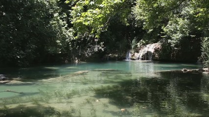Wall Mural - famous kursunlu falls and a lake with turquoise water