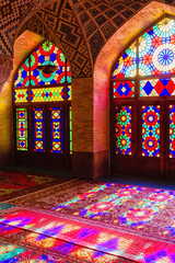 Wall Mural - SHIRAZ, IRAN - NOVEMBER 21, 2016: Nasir al-Mulk mosque or Pink mosque, Shiraz, Iran. It was built in 1888 and is known in Persian as Masjed-e Naseer ol Molk.