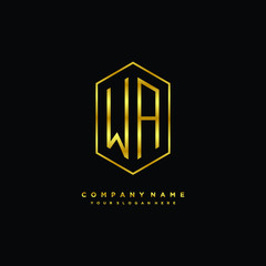 Letter WA logo minimalist luxury gold color