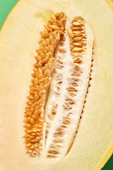 Wall Mural - Close up of half of ripe fresh organic melon.