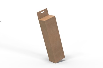 Kraft brown paper Box packaging with Hang Tab mockup, 3d illustration