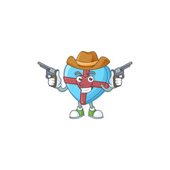 Sticker - Confident love gift blue Cowboy cartoon character holding guns