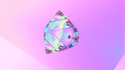 Poster - Abstract 3d geometric art with kaleidoscope effect. pink background. 