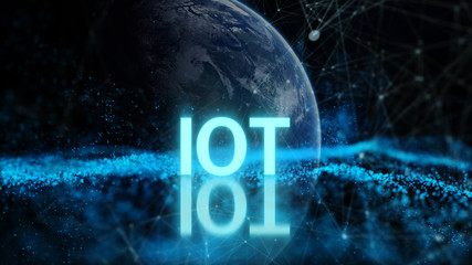 Wall Mural - IoT communication technologies background. Elements of this image furnished by NASA. 