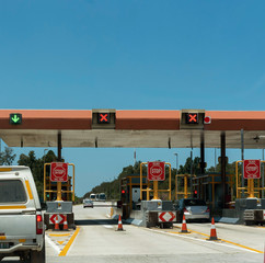stormsrivier, eastern cape, south africa. december 2019. toll gate on the n2 highway at stormsrivier