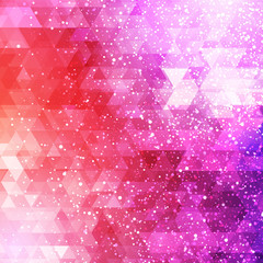 Wall Mural - Colorful abstract triangles background with scattered particles.